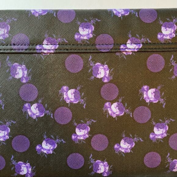 ASOS purple polka dot/floral envelope clutch purse retro style - Picture 7 of 9